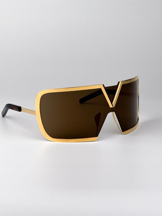 Valentino Sunglasses Gold Titanium Oversized Mask Brown Model V-ROMASK VLS-120 B main image 2